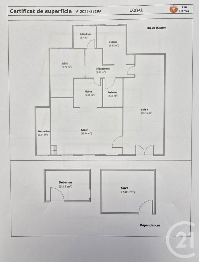 Appartement Local à vendre - 5 pièces - 136.92 m2 - LYON - 69004 - RHONE-ALPES - Century 21 Perspective Immobilier