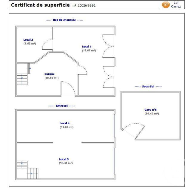 Appartement Local à vendre - 3 pièces - 62.84 m2 - LYON - 69001 - RHONE-ALPES - Century 21 Perspective Immobilier